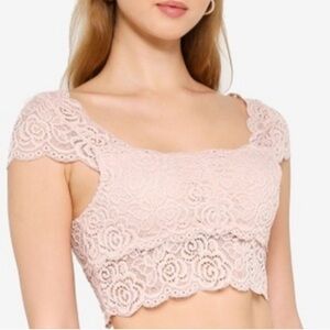 Free People Chase Me Lace Bandeau Top | dusty rose | S